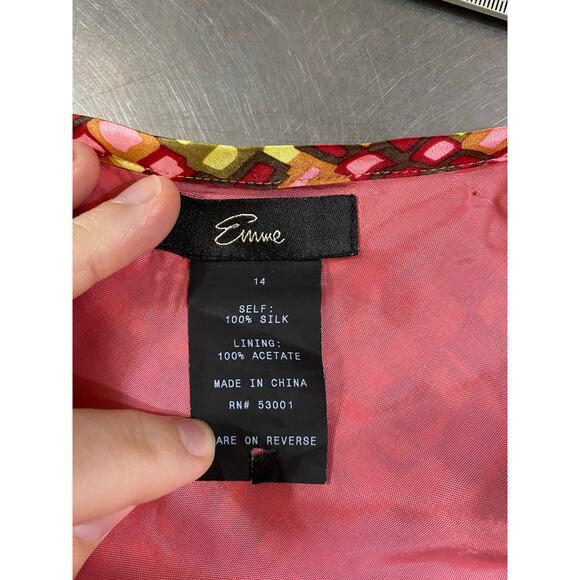 Emme Y2K 100% Silk Colorful Geo Print Going Out Clubbing Cami 14 - Picture 4 of 7